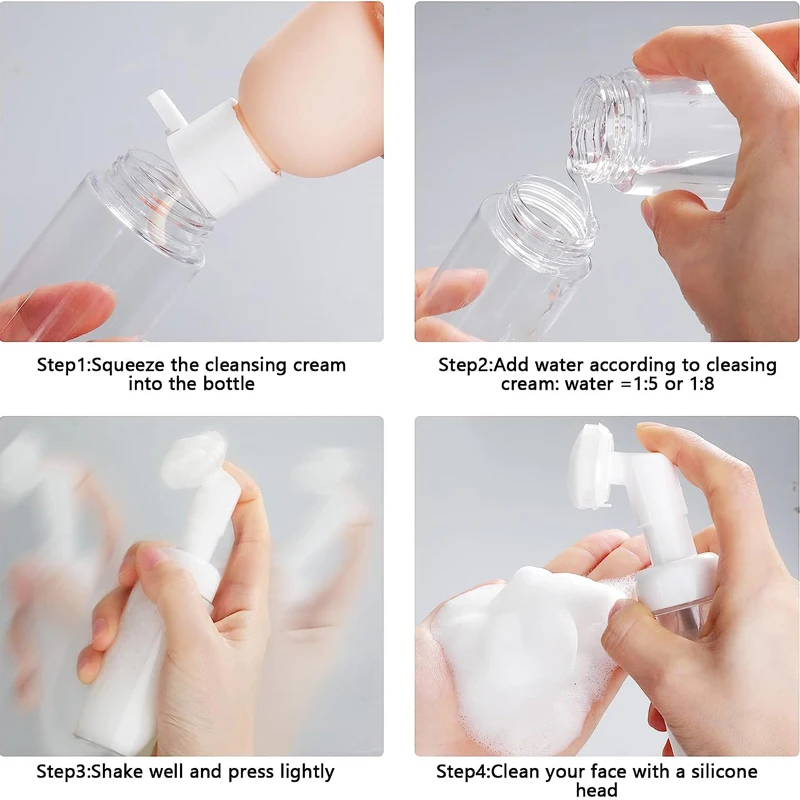 5 قطعة زجاجات مضخة رغوة فارغة 100 مللي-250 مللي ث/فرشاة تنظيف تدليك رغوة السيليكون حاويات السفر المحمولة لتنظيف الوجه