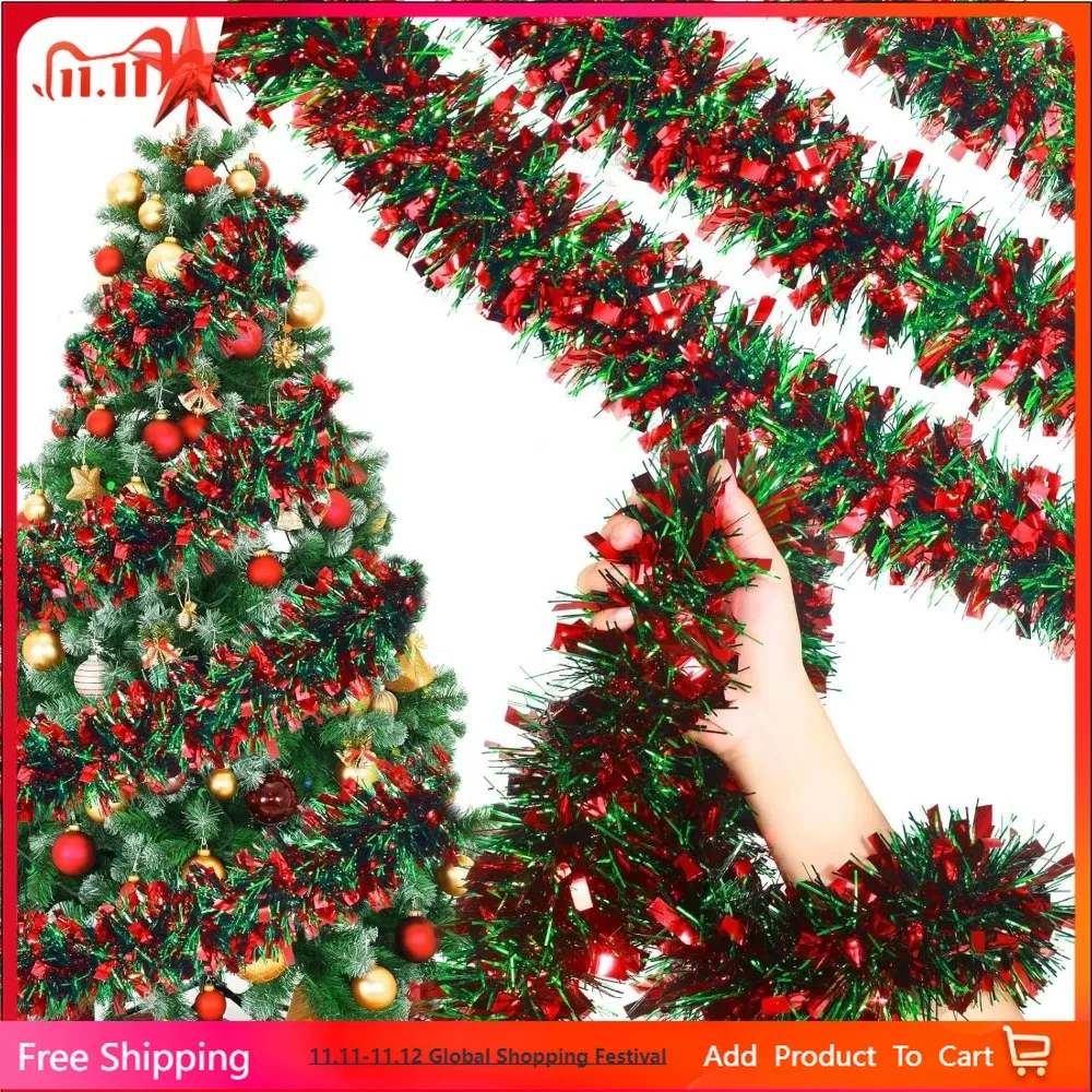 

2M Merry Christmas Decorations Strip Ribbon Christmas Tree Ornament Bears Gingerbread People Snowmen New Year Supplies Red Green