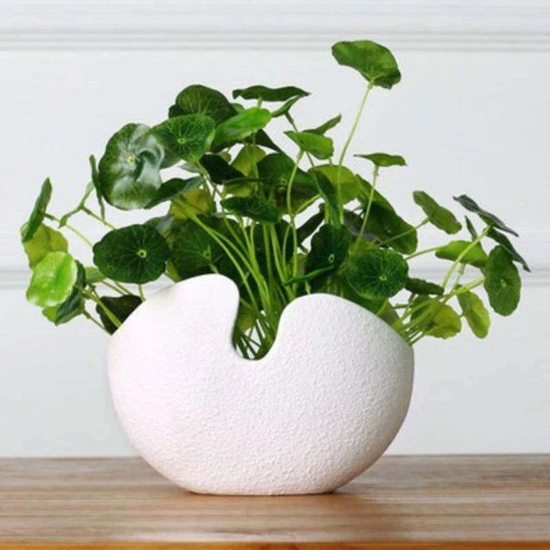 Nordic Modern Ceramic Vase White Eggshell Flower Holder Minimalist Home Decor