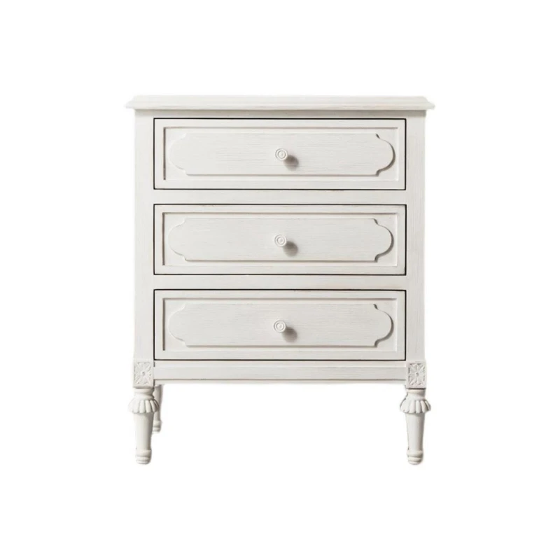 

American solid wood bedside table simple white modern bedroom storage light luxury narrow locker