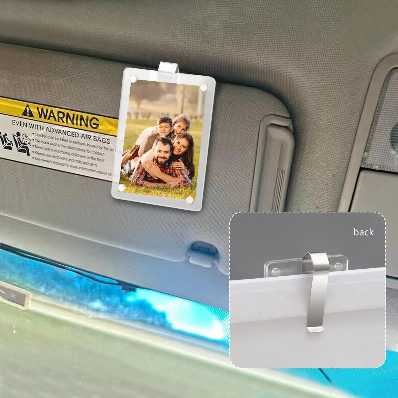 

2Pcs Photo Car Visor Holder Clip Picture Frame Magnetic Acrylic Display For Car Couples Valentine's Day Gift Wallet Photo Holder