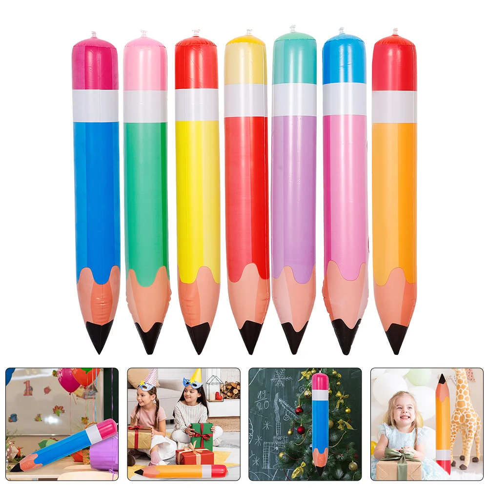 

7pcs Inflatable Pencils Jumbo Pvc Balloon Pencil For Back To School Party Birthday Classroom Decorations Large Blow Up