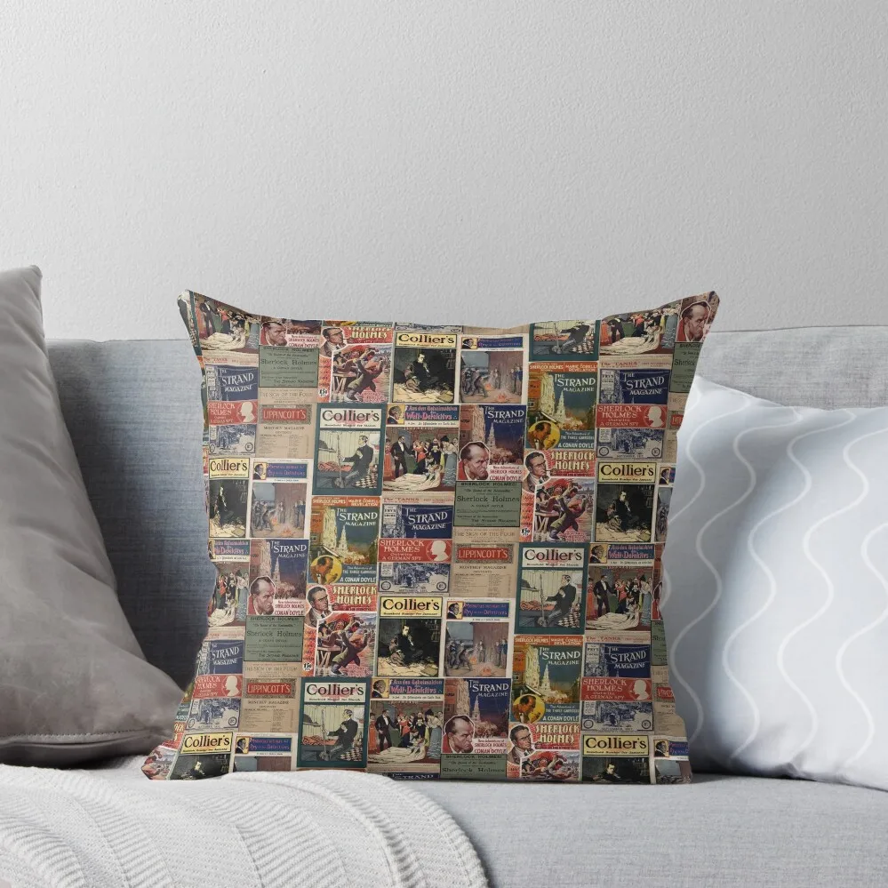 Sherlock Holmes - Vintage Magazines Throw Pillow Christmas Pillow Cases autumn decoration pillow