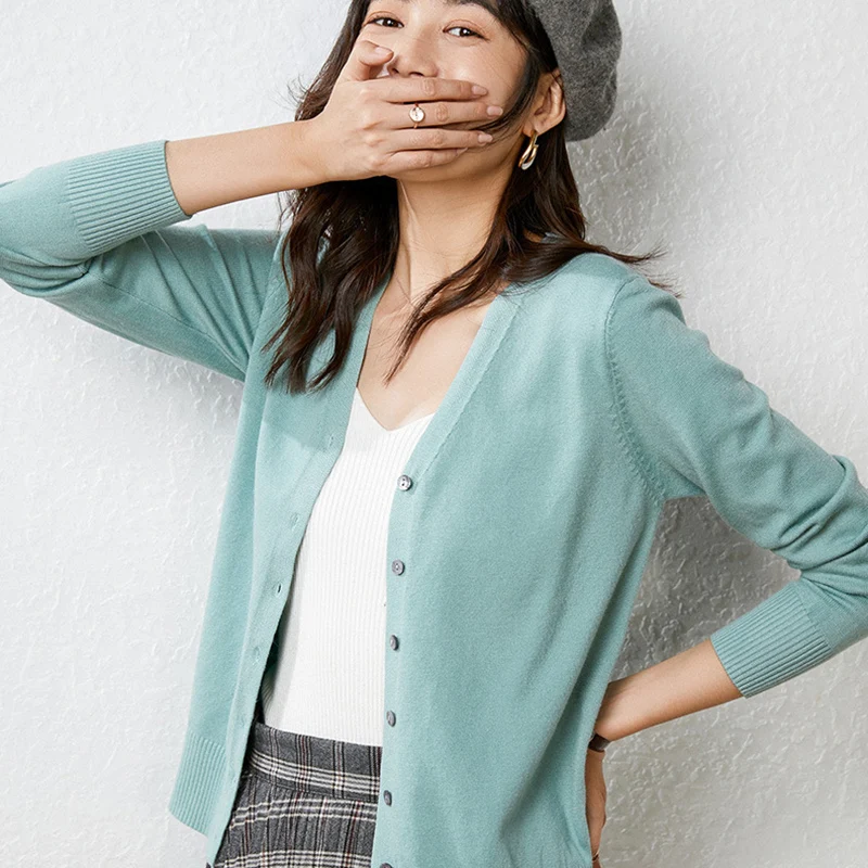 

Однобортный свитер с v-образным вырезом, кардиганы, женский базовый однотонный кардиган с длинными рукавами, женский мягкий эластичный вязаный свитер, пальто