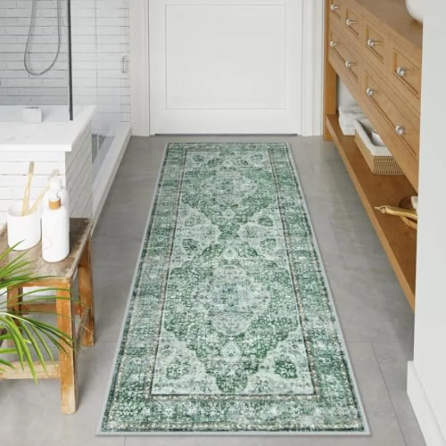 

Bathroom Runner Distressed Tribal Farmhouse Bathroom Mat Large Bath Rugs Non Slip Washable Oriental Retro Boho Bath Mat Runner
