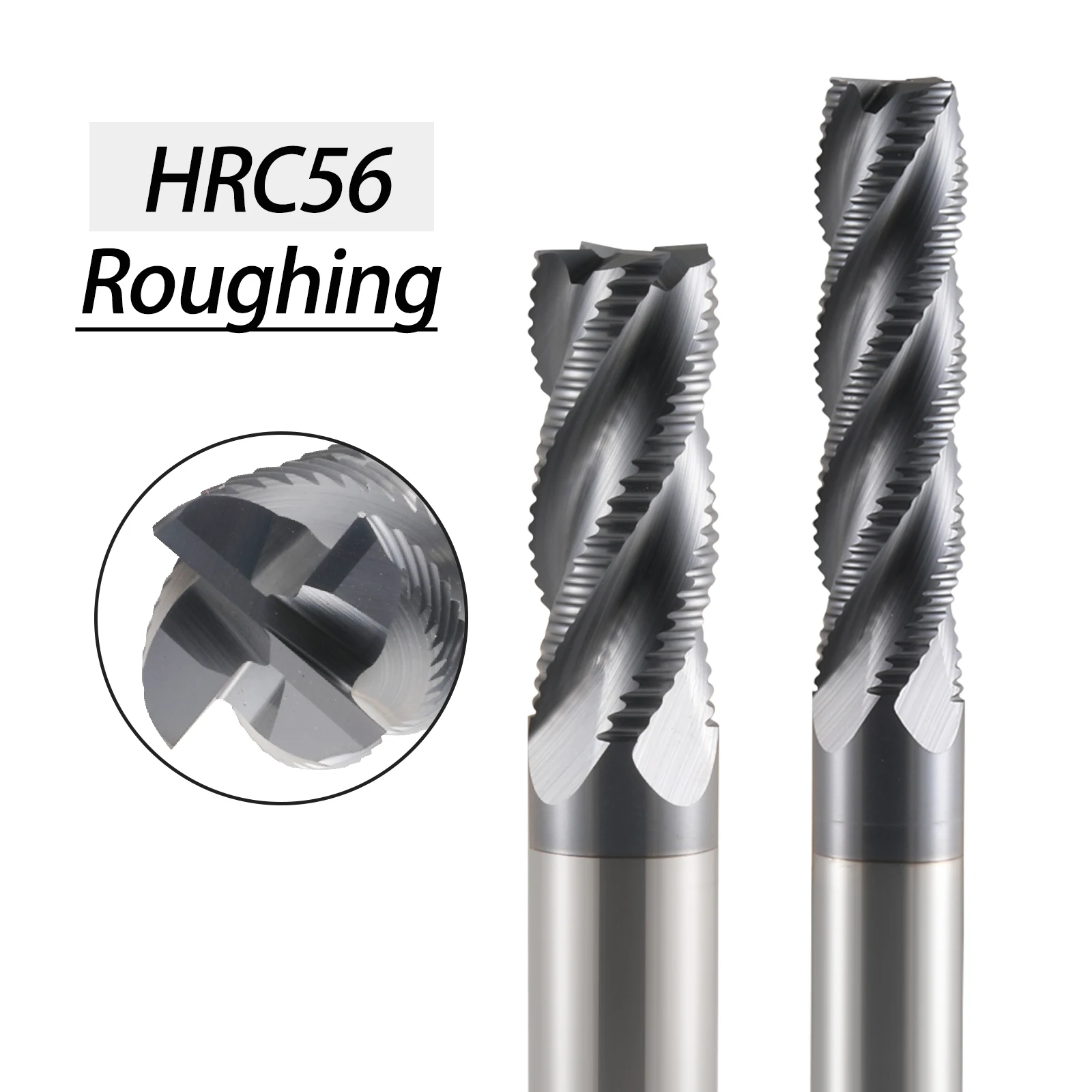 

10Pcs 4 Flutes Roughing End Mill HRC56 Carbide CNC Milling Cutter Router Bit for Metal Roughing 4mm 6mm 8mm 10mm 12mm 16mm