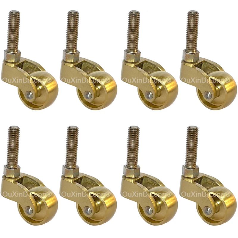 

8PCS Brass 360° Swivel 1Inch Caster Furniture Wheel Pivot Strong Table Trolley Castors Piano Sofa Universal Screw Wheels DC168