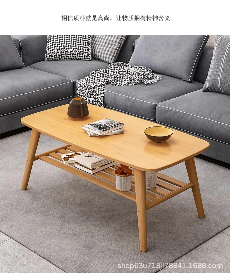 Coffee Table Living Room Center Minimalist Display 2-Tier Wood Coffee Table with Shelf Storage Mesa De Centro Elevable طاولة