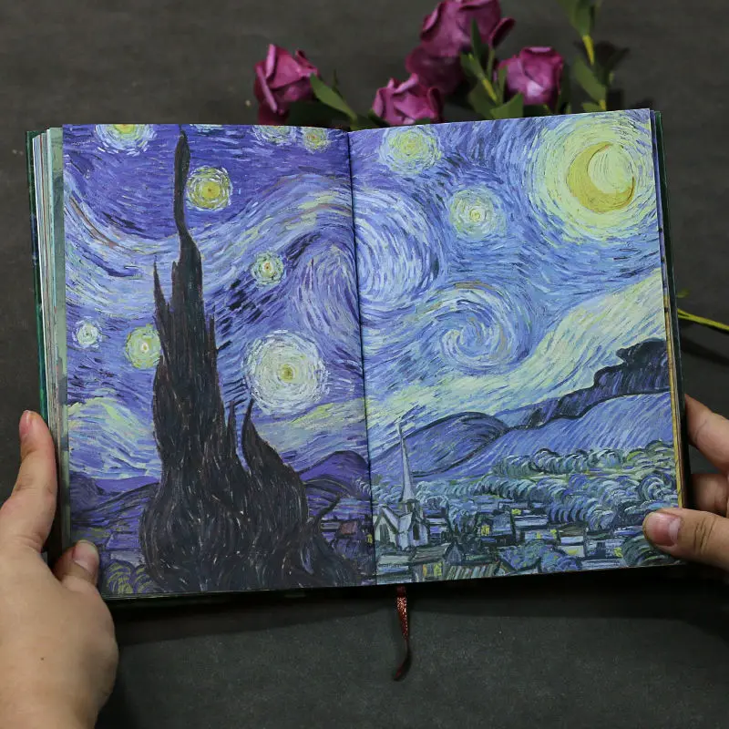 Retro literary student coloring page diary notepad notebooks A5 thick book high-value hand ledger Van Gogh painting