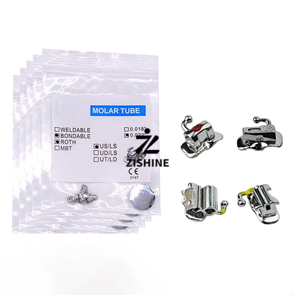 4Pcs/Set Orthodontic Buccal Tubes Roth MBT 0.022 Mesh Base 1st 2nd Molar Bondable Dental Tubes Convertible Non-Conv Materials