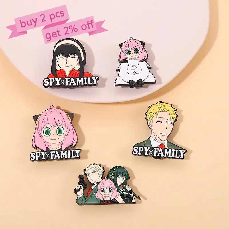 SPY Family Chibi Enamel Pins Anya Yor Twilight Loid Puppy Custom Brooches Lapel Badges Anime Jewelry Gift for Kids Friends