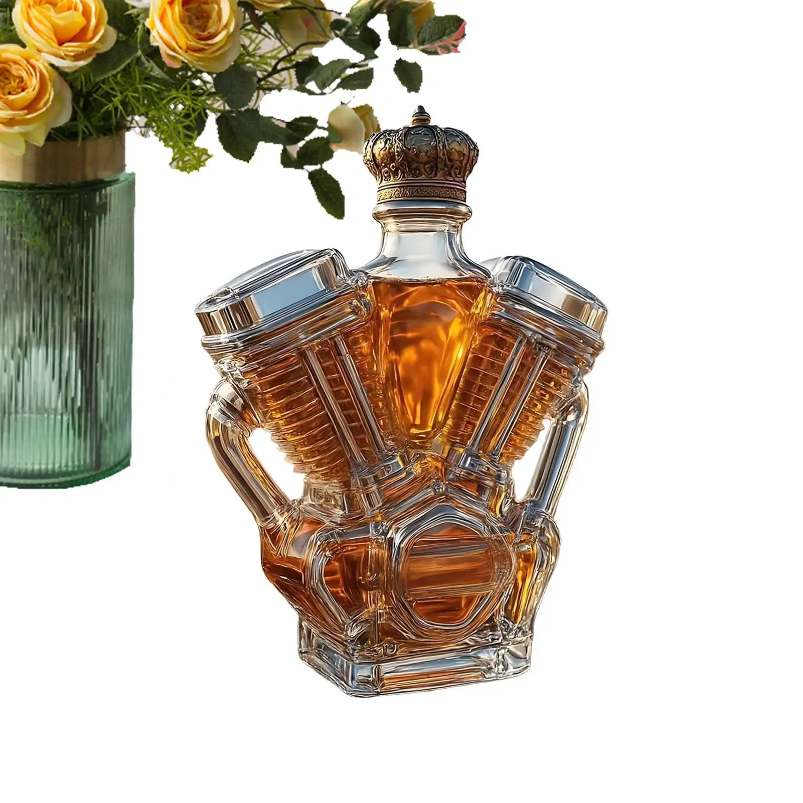 Whiskey Bottle Liquor Bottle Collectibles Decorative Motorcycle Engine Shape Alcohol Container for Dining Room Display Cabinet