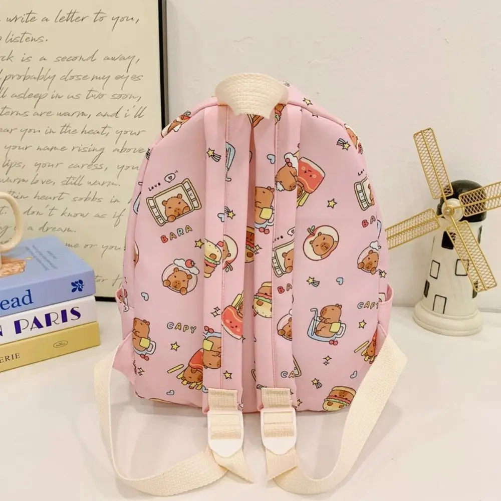 Zaino Capybara simpatico cartone animato Zaino da scuola per asilo in nylon di grande capacità Zaino da viaggio leggero e colorato per bambini