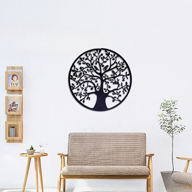 Metal Silhouette Tree of Life Iron Art Hanging Ornaments Home Wall Decoration Painting Bedroom Living Room Bar Hanging Ornaments