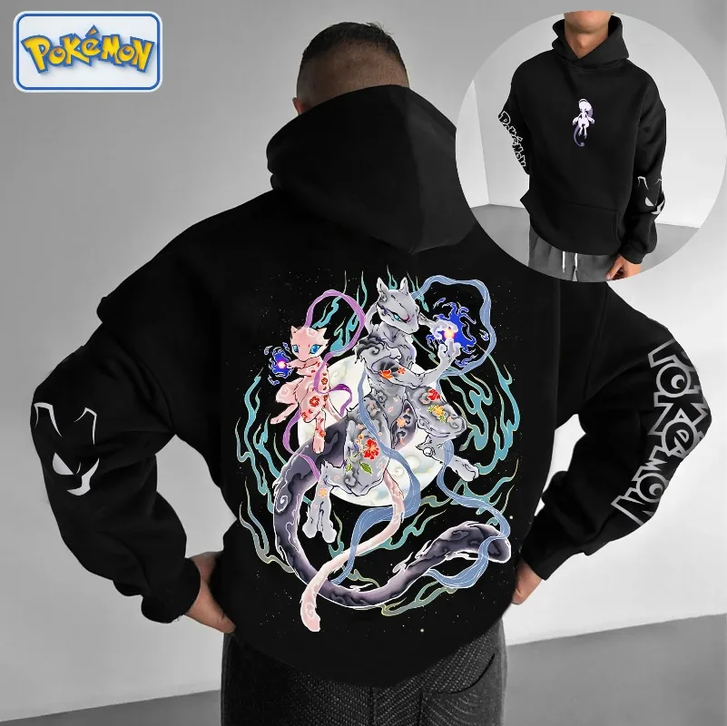 

2025 PokéMon Classic Character Super Dream Cool Printed Men and Women Autumn/Winter Thick and Wide Y2K Halloween COS Wide Hoodie