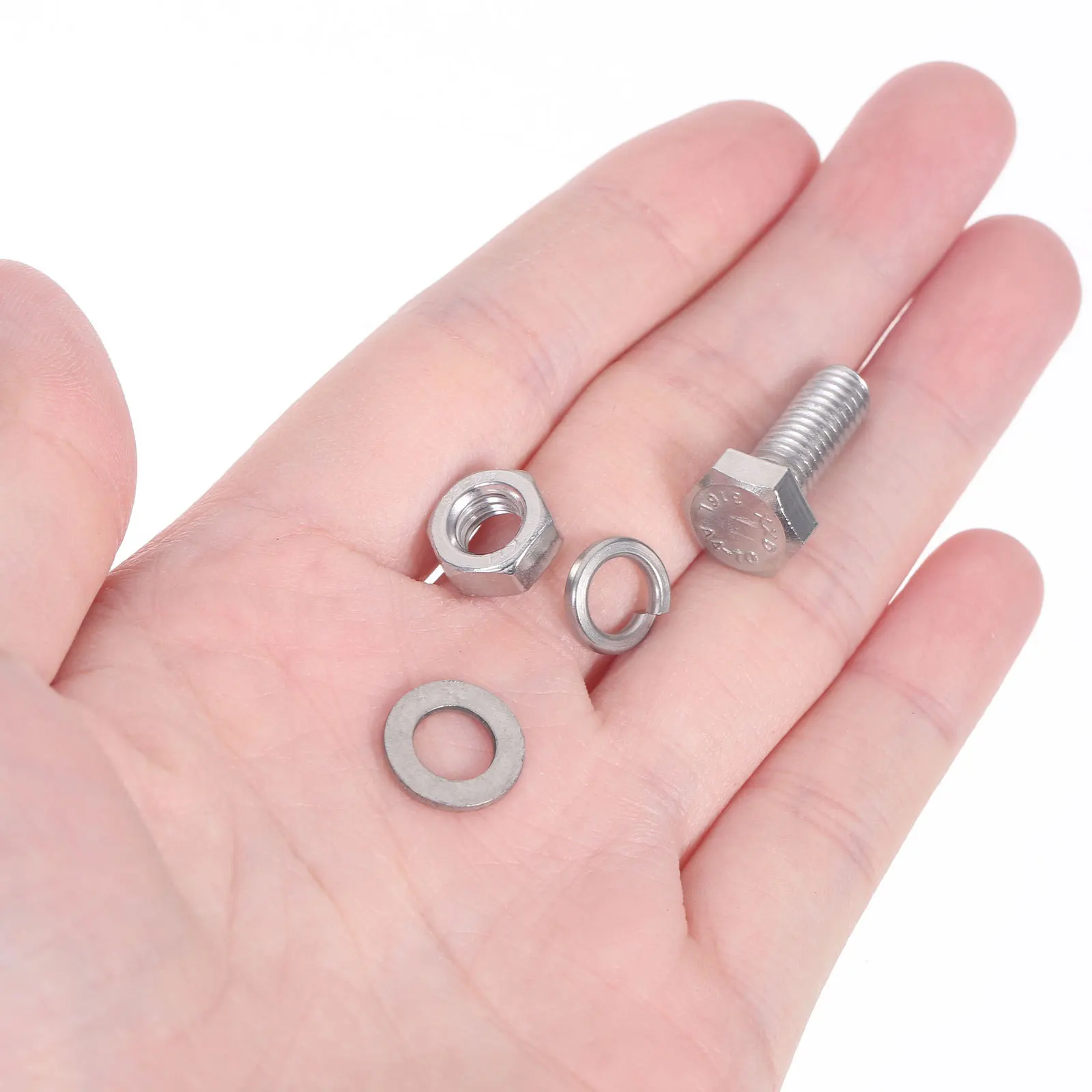 

20pcs Stainless Steel Bolts Nuts Kit Metric Screw Set Hexagon Bolt Flat Washer Corrosion Resistant Durable Insulation