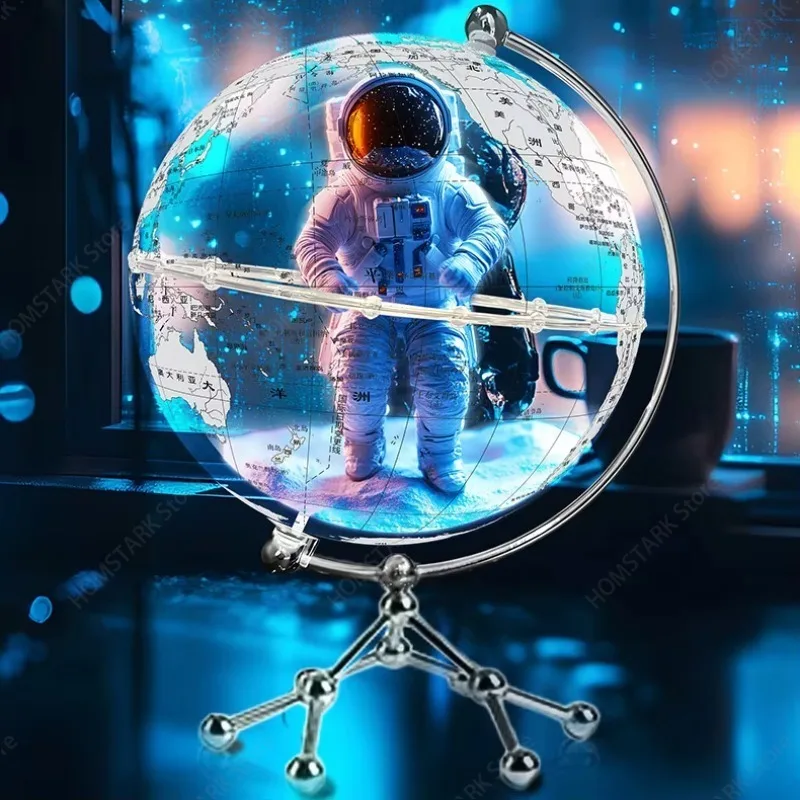 Personalized PVC Globe Desktop Ornament, Geometric Design Culture Gift, With 3D Holographic Content Display Function