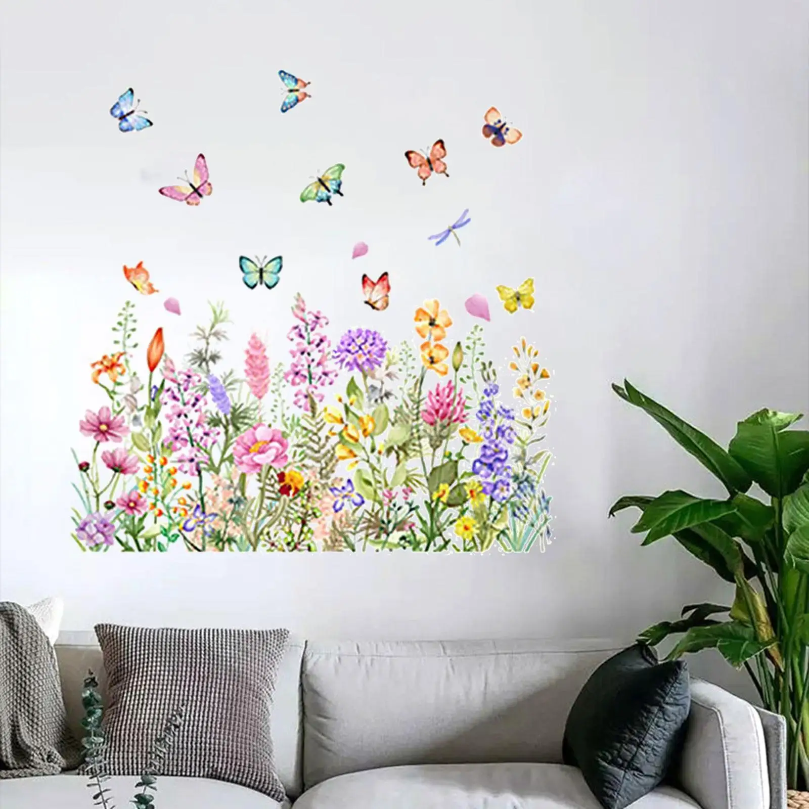 

Garden Flowers Window Sticker Creative Home Decoration Modern Art Glass Window Decal for Spring School Living Room Home Holiday