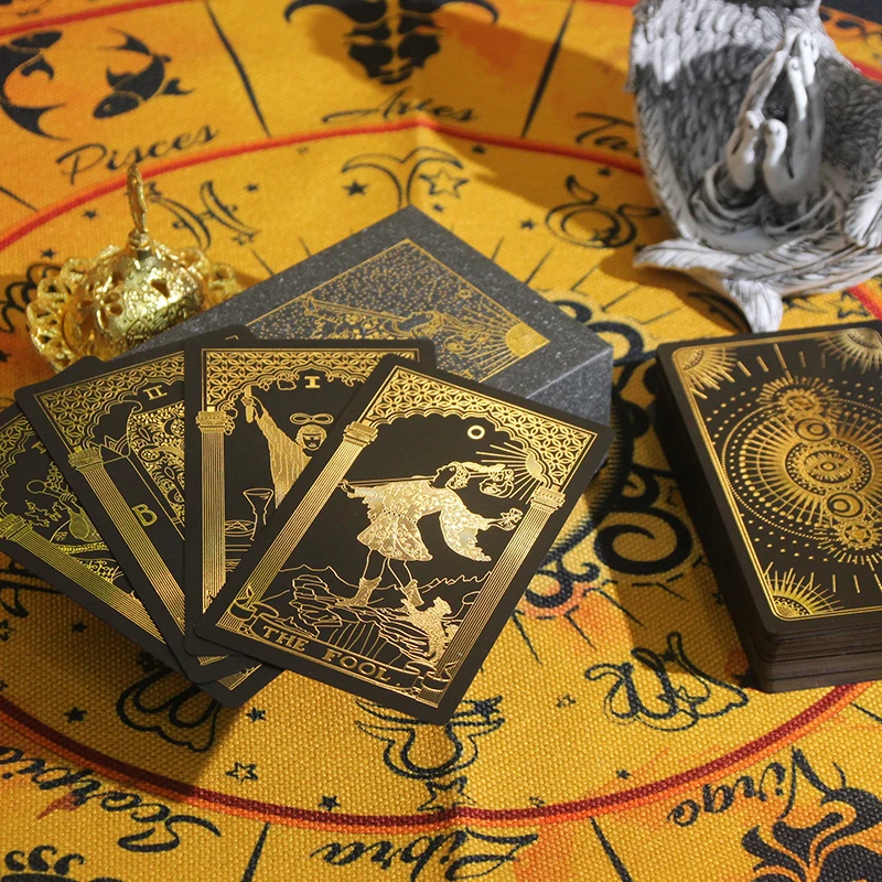 2023 New Arrive High Quality Flexible Tarot Gold Foil Waterproof Card Deck Sets With Guidebook Party Friend Table Game