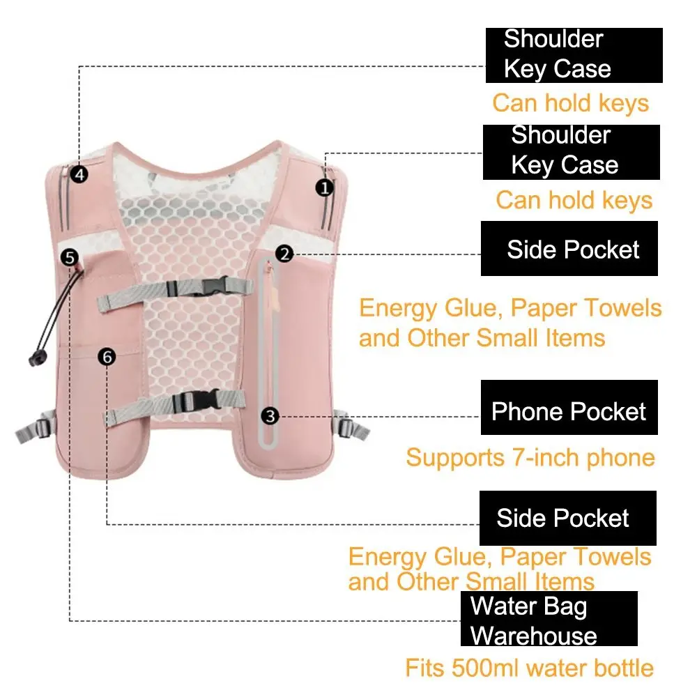 Reflective Reflective Running Vest Pack 4L Waterproof Running Hydration Vest 500ML Water Bottle Adjustable Water Chest Pack