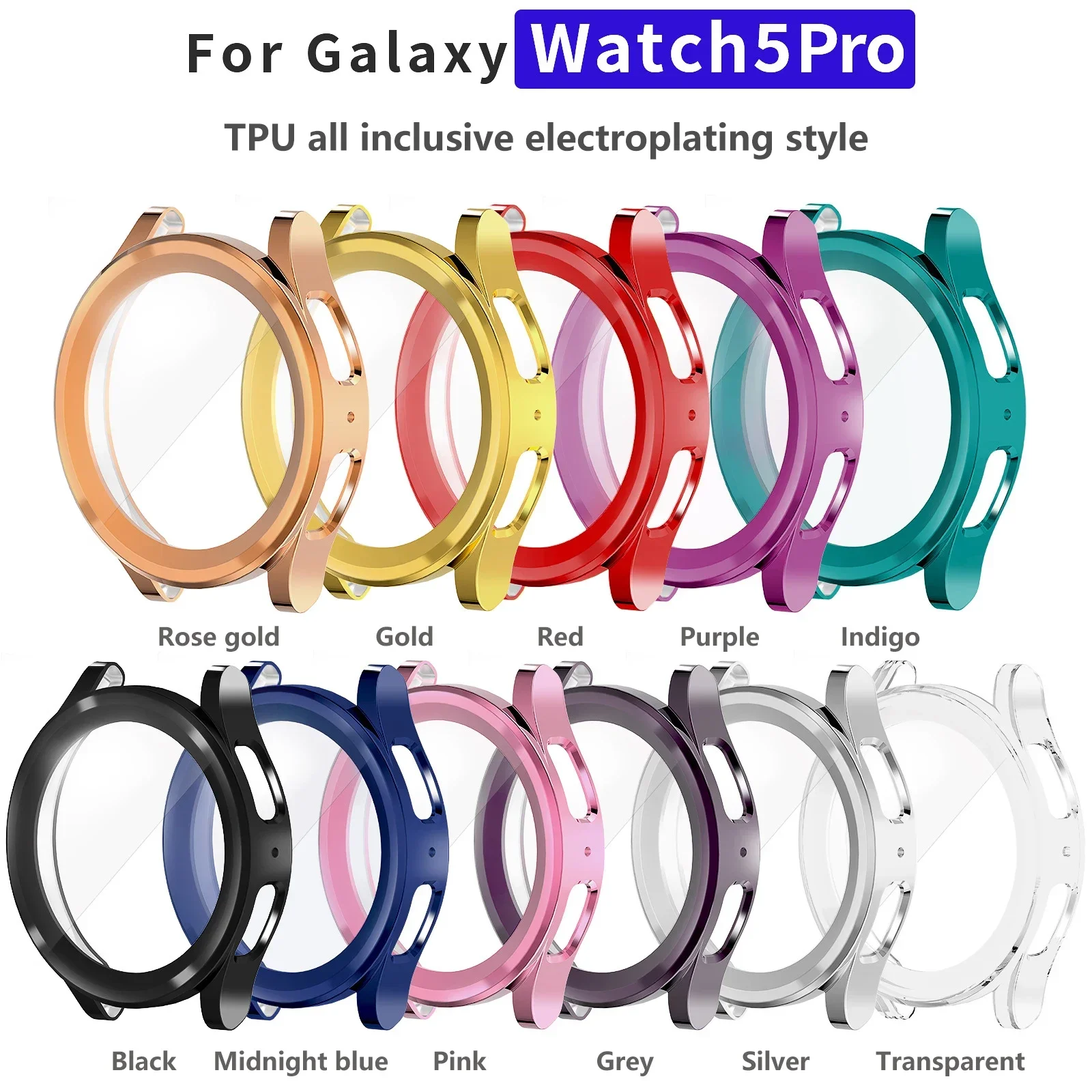 TPU Cover Case for Samsung Galaxy Watch 5 Pro 45mm Protective Full Screen Cover Bumper Cases Accessories for Galaxy Watch 5 Pro