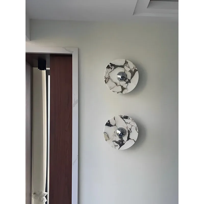 Light Luxury Natural Bulgari Marble Wall Lamps Bedroom Corridor Aisle Background Wall Wabi Sansan Decorative Bedside Lamps