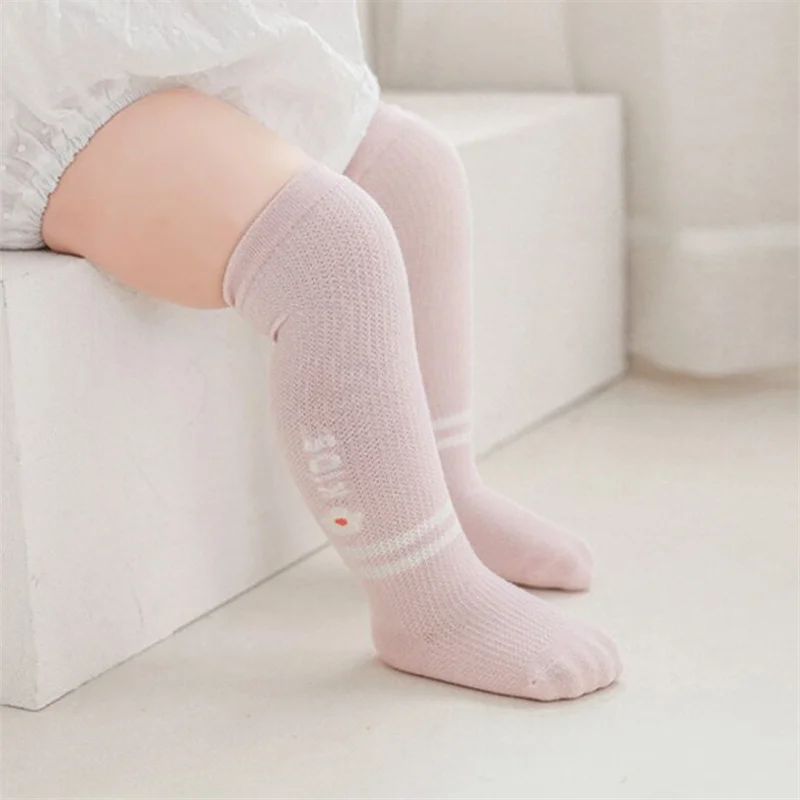 Lawadka Newborn Baby Girls Boys Socks Print Summer Mesh Thin Infant Knee High Long Socks For Girls 0-3Y Cotton Toddler Sock New