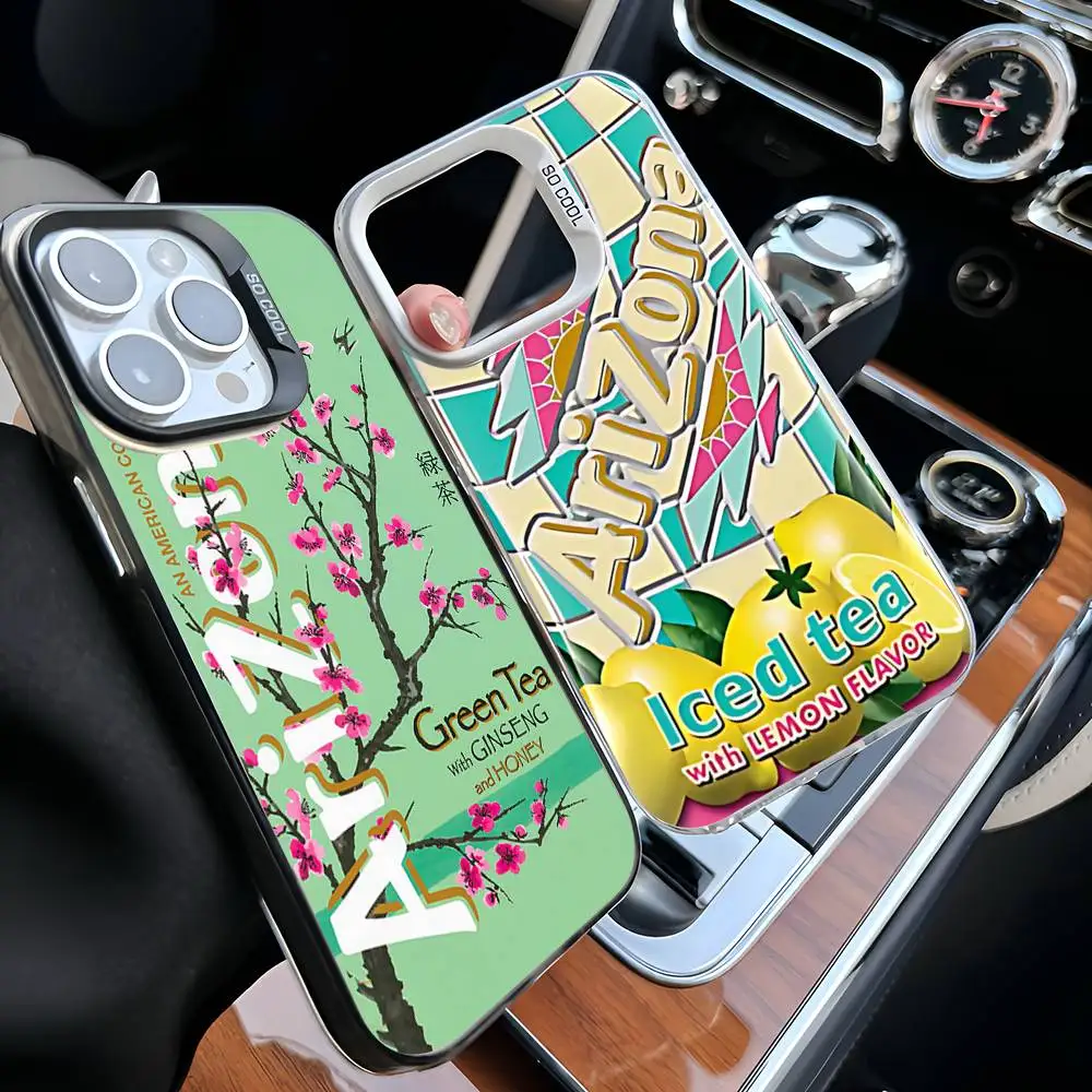 Funda de Teléfono con Diseño Vaporwave AriZona Iced Tea para iPhone 17 Air 16 15 14 13 12 11 Pro Max, Carcasa Rígida de Color