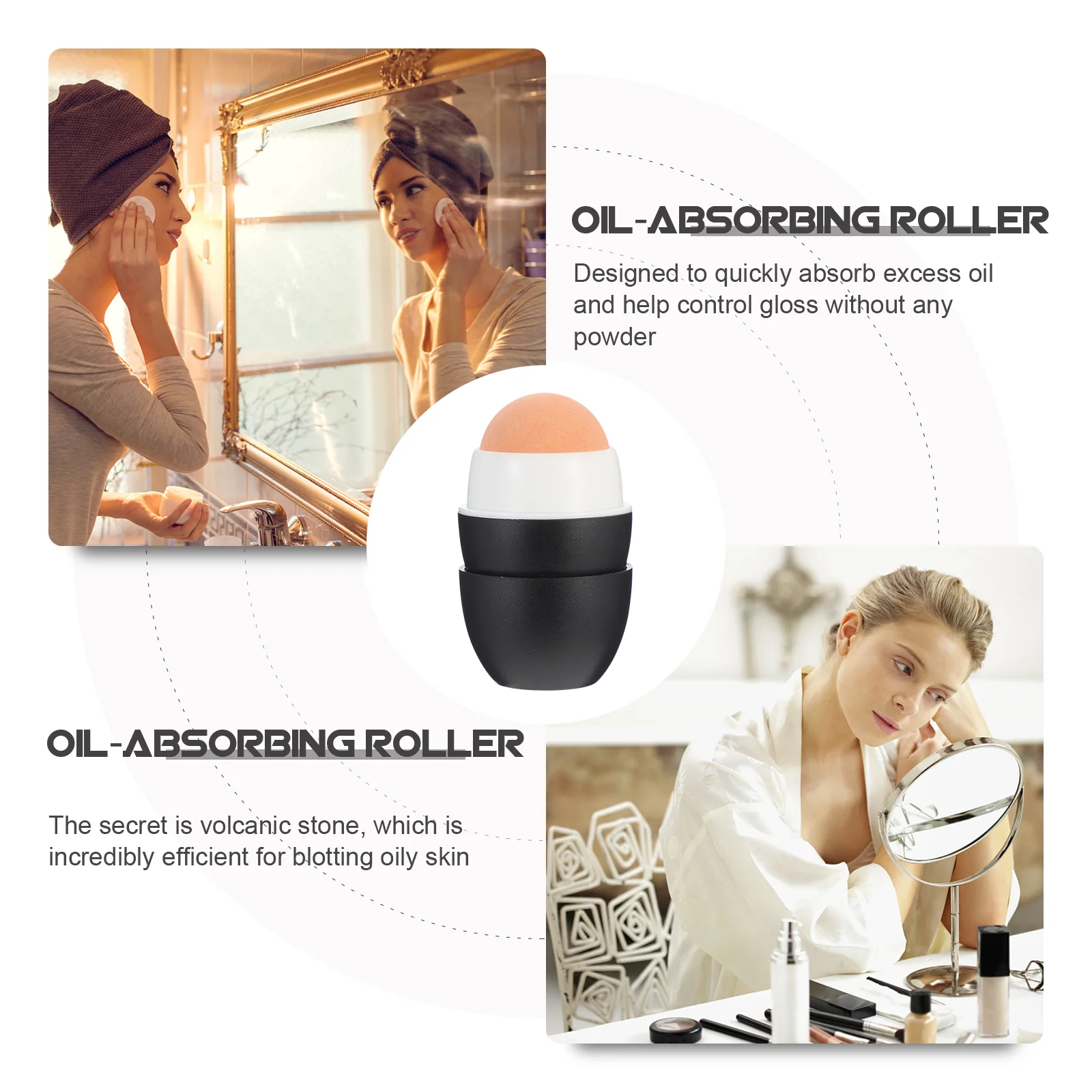 Volcanic Stone Oil-absorbing Ball Skin Care Tools Face Roller Facial Control Scroll Wheel Rolling Simple Pp Cleaning Massager