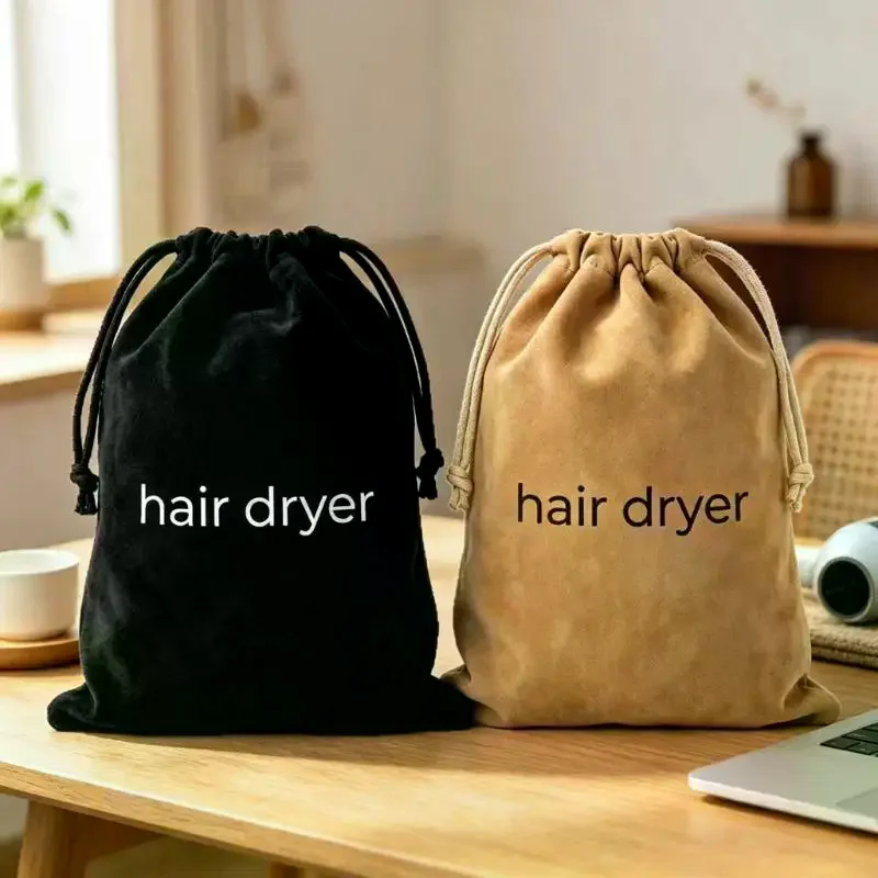 Suede Nap Hair Dryer Storage Bag With Drawstring Hair Diffuser Bag Perfect For Travel Home Hotel Daily Use