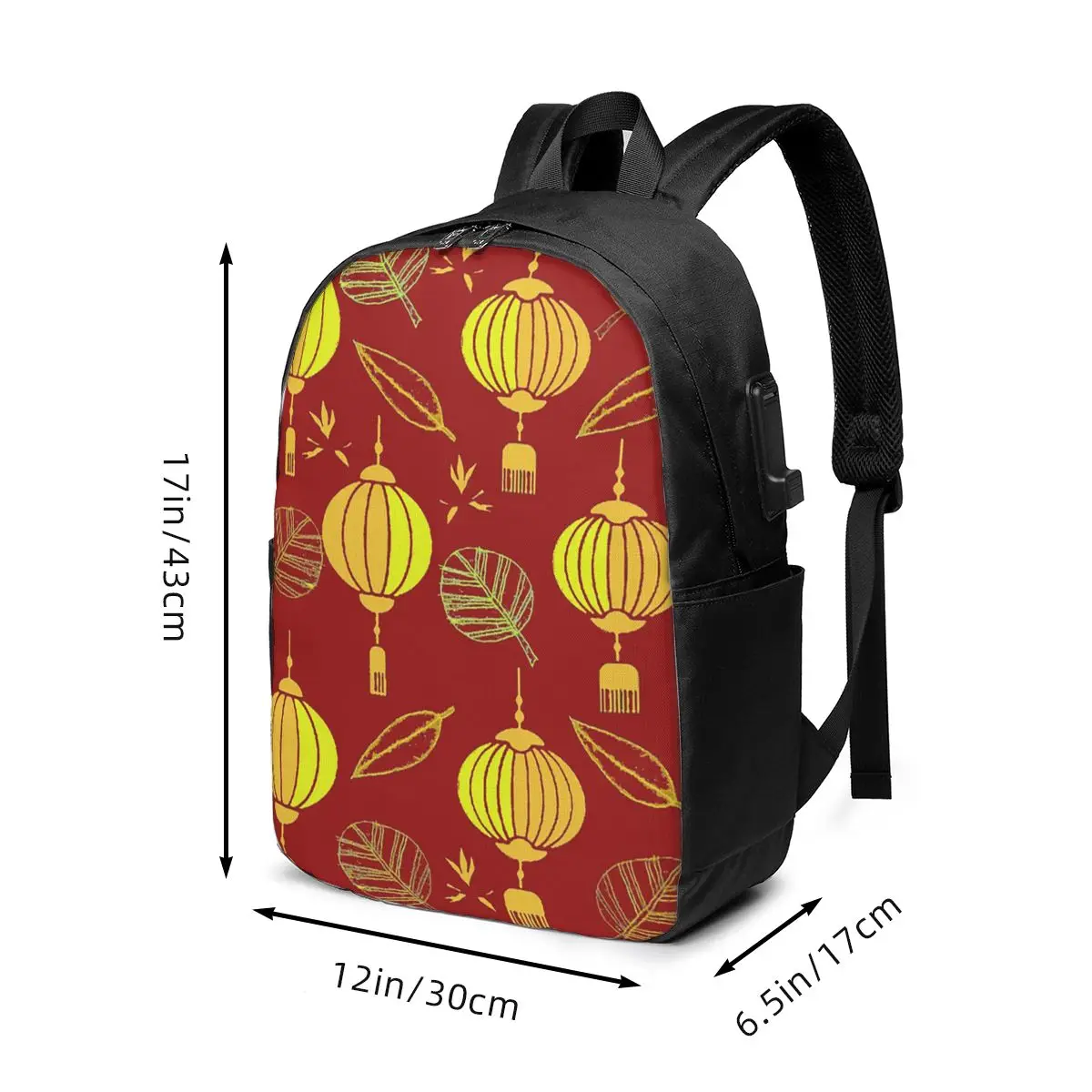 Traditional Chinese Lantern Pattern Backpack Travel Notebook Bag Computer College Student School Bag Laptop Shoulder Bags