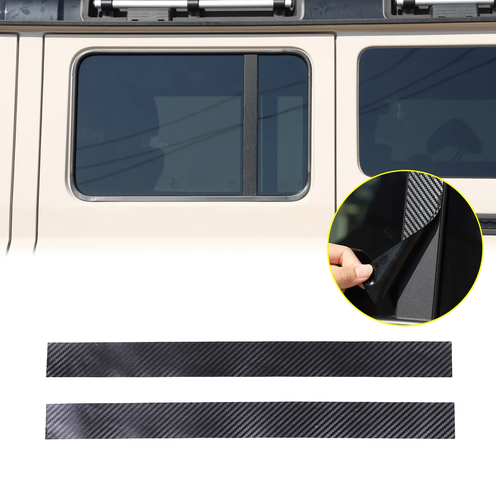 PVC Precut Carbon Look Car Window Pillar Post Sticker For Ineos Grenadier 2020 2021 2022 2023 2024 2025 2026 Decorative Vinyl