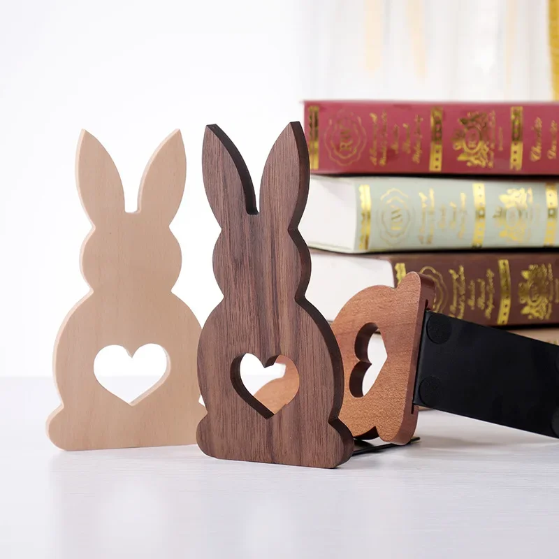 Imagem -02 - Madeira Linda Forma Coelho Desktop Organizer Book Ends Anti-skid Bookends Stand Titular Prateleira Escritório Casa de