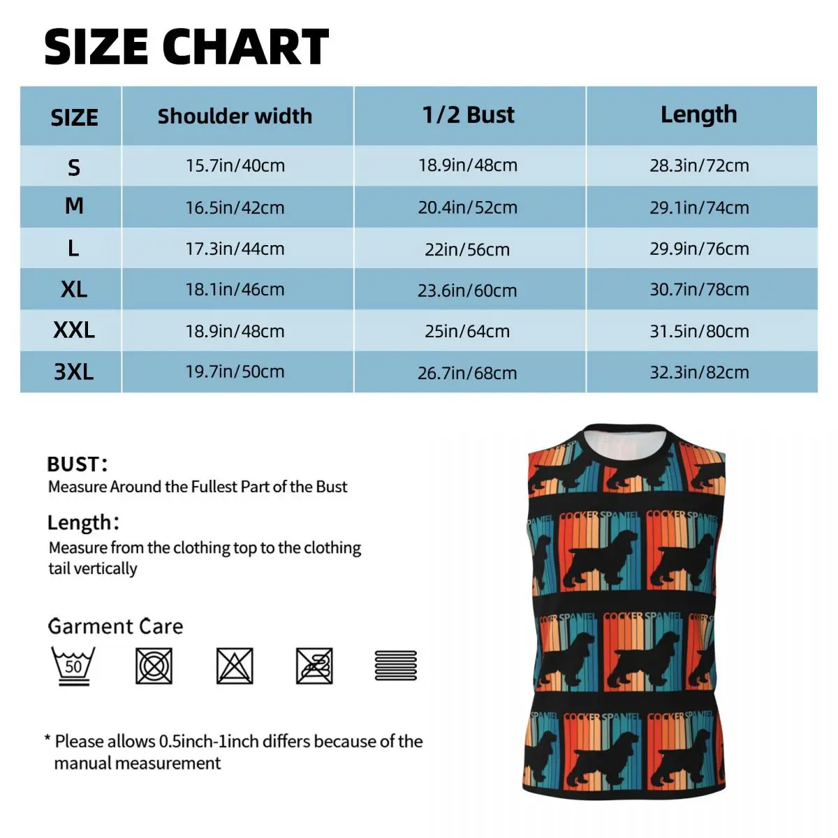 Vintage Cocker Spaniel Owner Gift Men Printed Sleeveless T-shirt Casual Hip Hop Street Style Beach Holiday Tank Tops