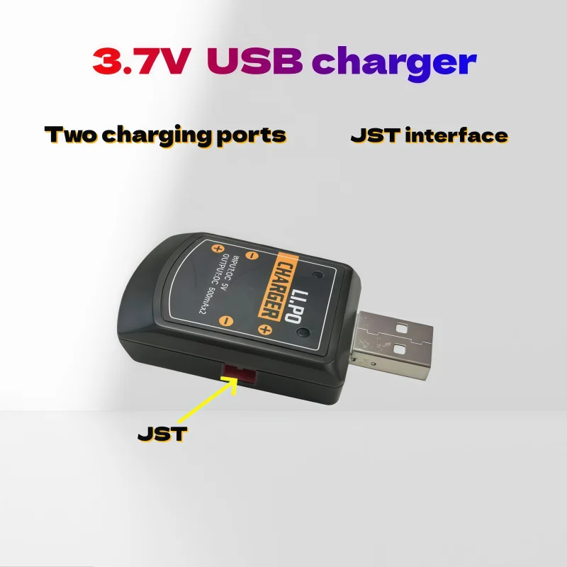 USB Charger, 3.7V Charger, Lithium Battery, JST Connector, One-to-Two Quadcopter Drone Charger
