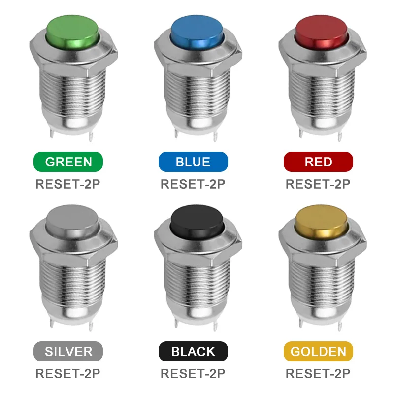 5/20/100PCS 12mm Metal Push Switch Car Start Horn Self Reset Switch Waterproof Momentary Button Switch High Round Red/ Green