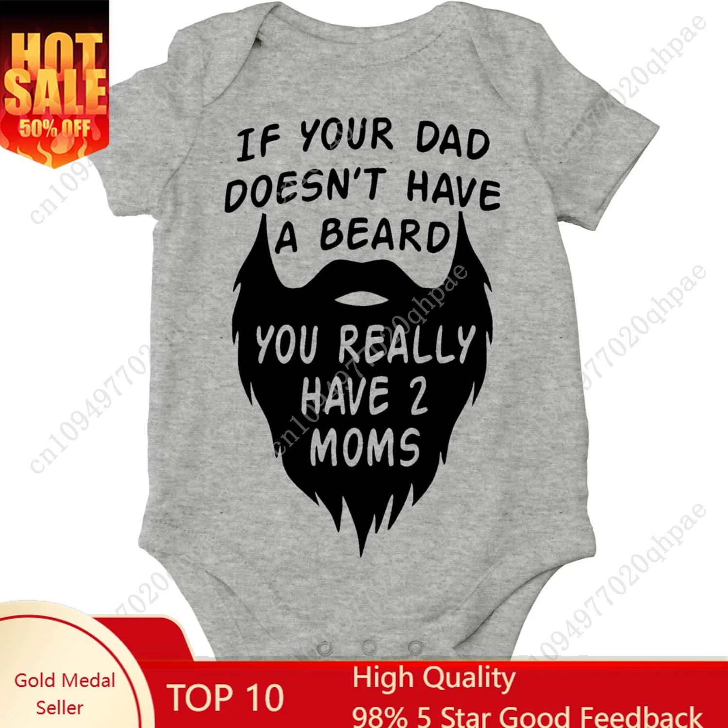 

AW Fashions Комбинезон-боди с забавным принтом для малышей (девочек или мальчиков) с надписью «Если у твоего папы нет бороды, у тебя есть 2 мамы»