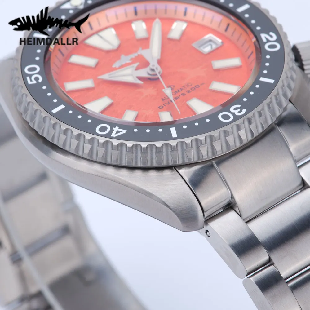 Heimdallr Brand Titanium SKX007 Dive Watch Men Orange  Dial Sapphire 20Bar Luminous NH35 Luxury Automatic Mechanical Watch reloj