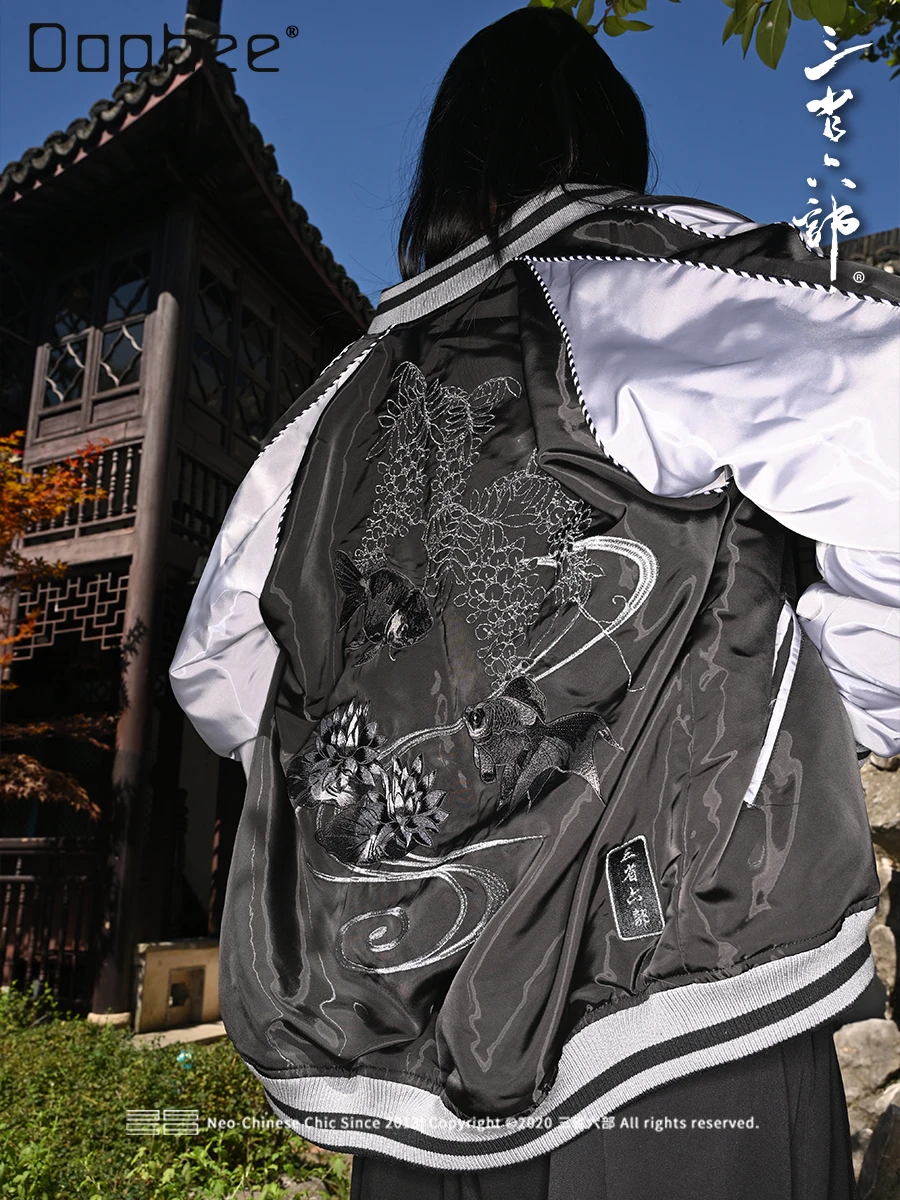 High Street Trendy Baseball Jackets Autumn New Vintage Heavy Embroidery Floral Patchwork Loose Casual Jacket Men Clothing