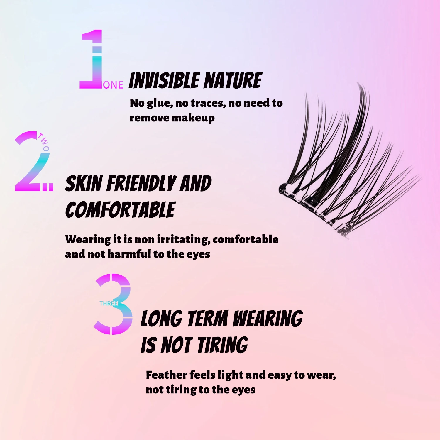Reusable Adhesive Eyelashes 100 Pieces Natural Look Self-Adhesive False Eyelashes Manga Wispy Suitable for Women Girls Eye Makeup Beginners Easy to Apply Save Time