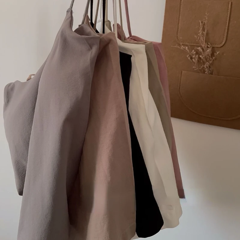 6 ألوان كاميس نسائية بسيطة ضيقة غير رسمية تناسب الجميع على الطراز الكوري موضة داخلية ناعمة بدون ظهر ملابس كلاسيكية للمراهقين