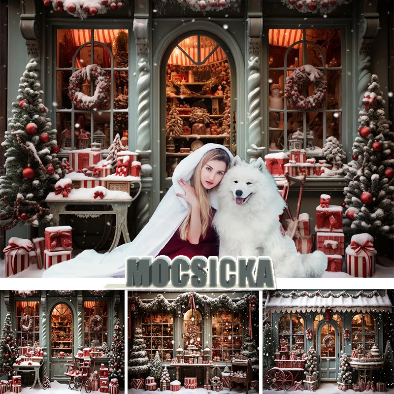 

Winter Christmas Shop Backgrounds Xmas Backdrops For Family Gatherings Children Adults Portraits Photo Studio Props Photocall