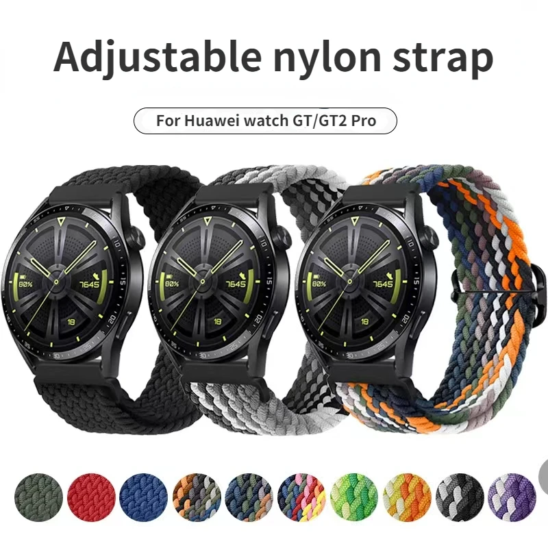

20mm 22mm Nylon strap For Huawei watch GT/GT2 Pro Samsung Galaxy watch 3/Gear S3 Adjustable Woven Watch Strap For Aamazfit GTR