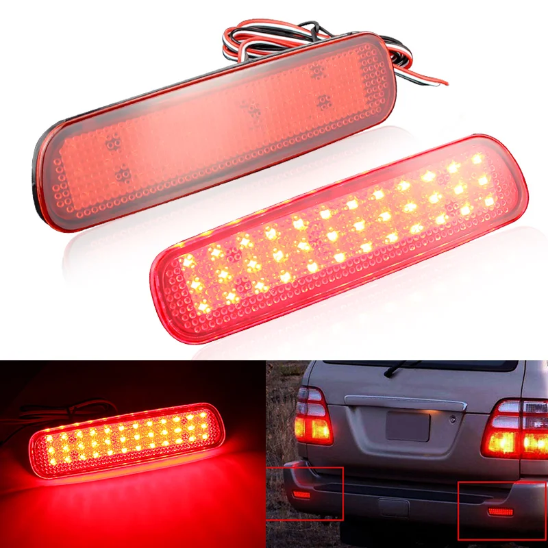 

2PCS LED Rear Bumper Reflector Light Brake Lamp Car Parking Warning Stop Tail Lantern For Toyota Land Cruiser 100/Cygnus LX470
