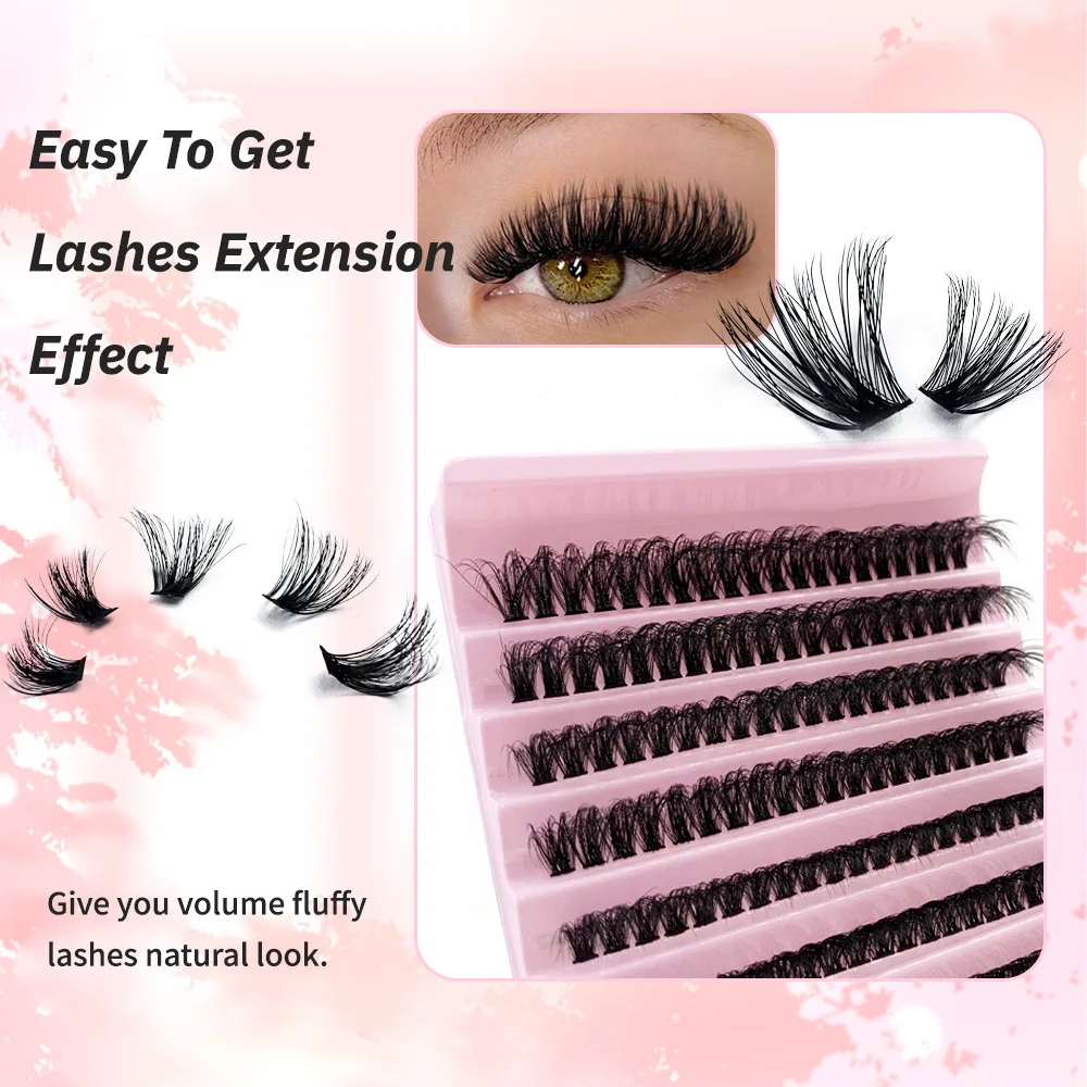 200 Pieces DIY Personal Lashes 40P Eyelash Cluster Natural Look Wispy Lashes 9-16MM D Curly Hair Personal Clusters Lashes Fluffy