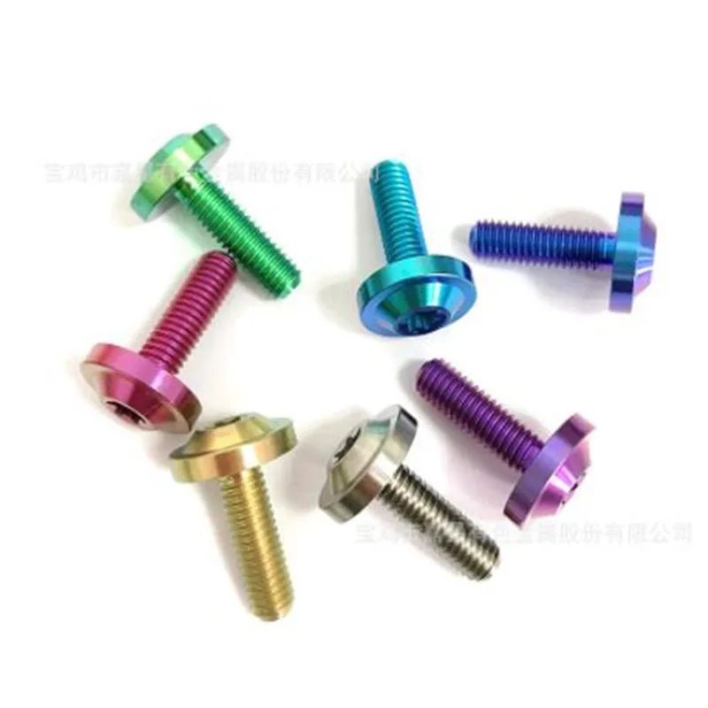 1Pc titanium screw M4 M5 M6*10/15/20/25/30/35/40 TC4 Gr5 titanium torx Socket Flange Button Head Screws With Collar Bolt