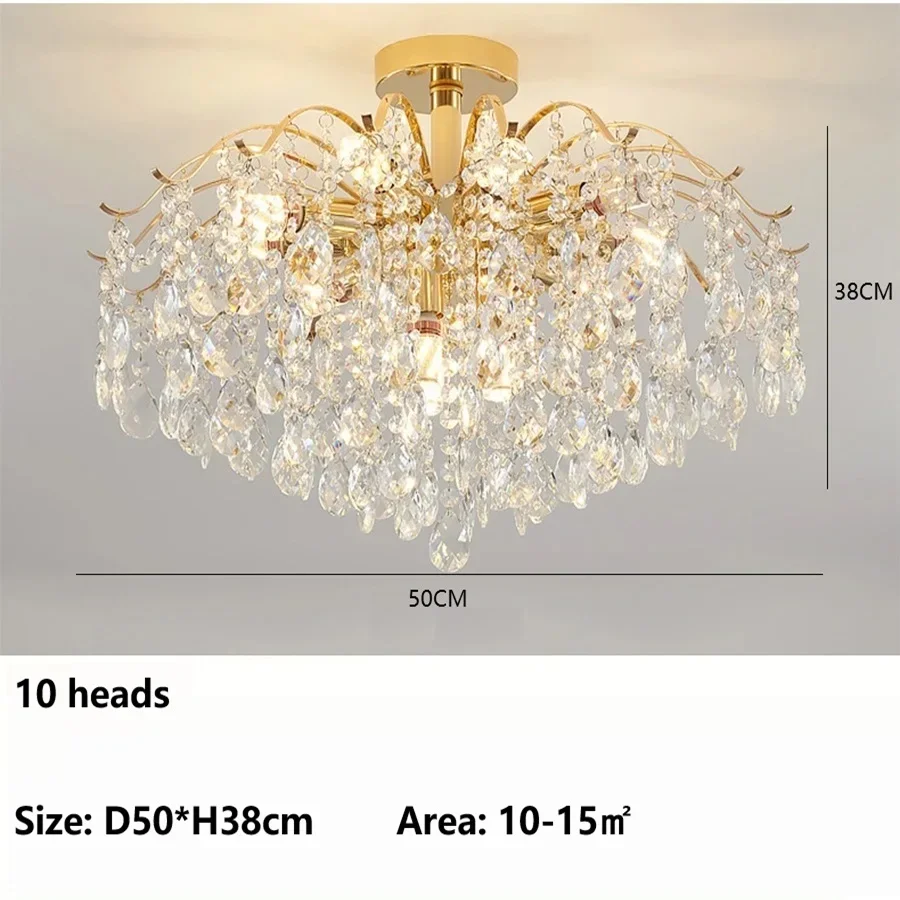 Franse plafondlampen Luxe kristallen hanglamp voor de woonkamer LED-interieur glans woondecoratie hanglamp - afbeelding 1