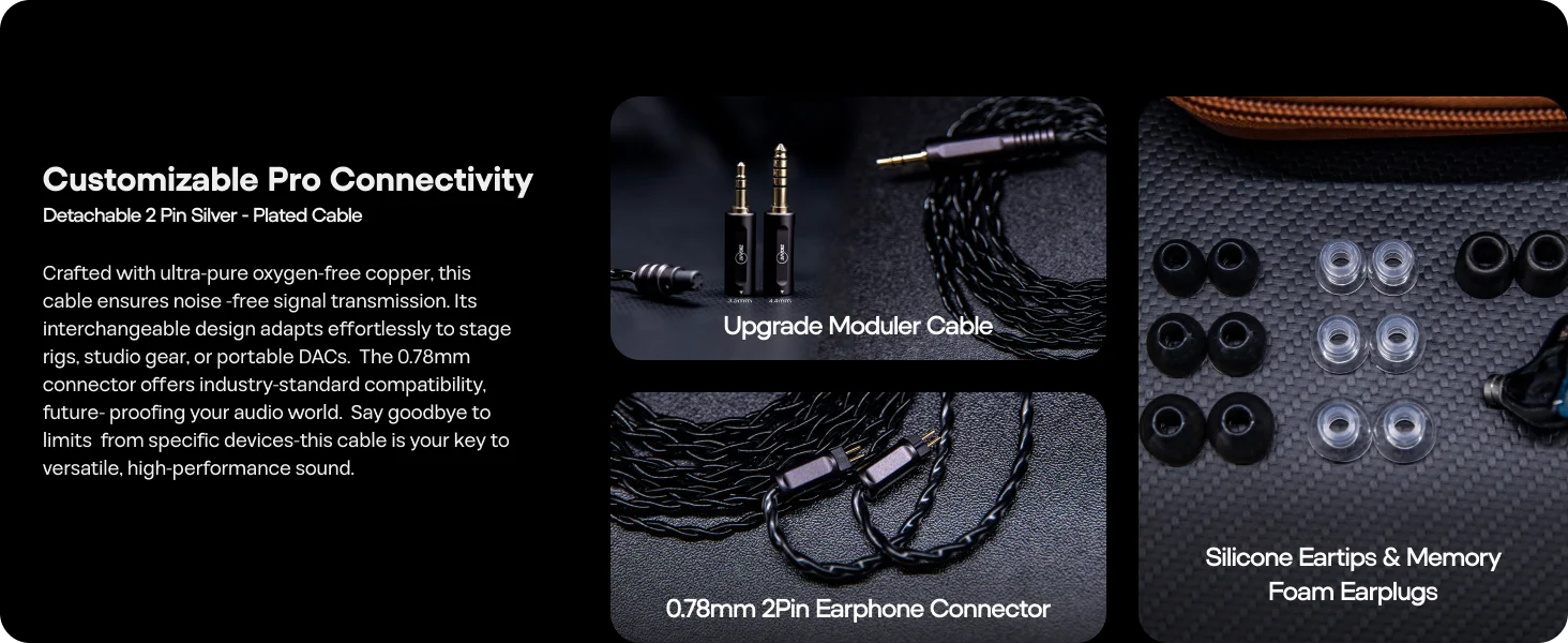 Linsoul ZiiGaat Luna 6 Balanced Armature Drivers Studio IEM Monitor Hifi-Kopfhörer mit 2-poligem austauschbarem Kabel – Detail 6