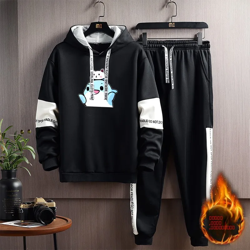 

Teenage Student Hoodie Set Loose Casual Autumn Winter New Style Trendy Top Bottoms Ensemble for Youth Long Sleeve Long Pants