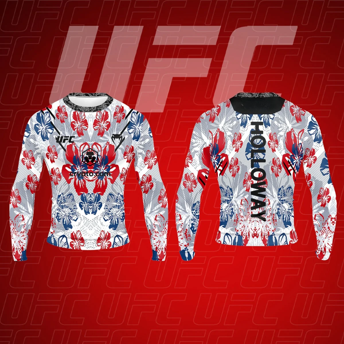 

2025 New UFC Holloway Poiaiea Long Sleeve Shirt Men's MMA Graphic Tee Fashion Casual Breathable Combat Sports Fan Top